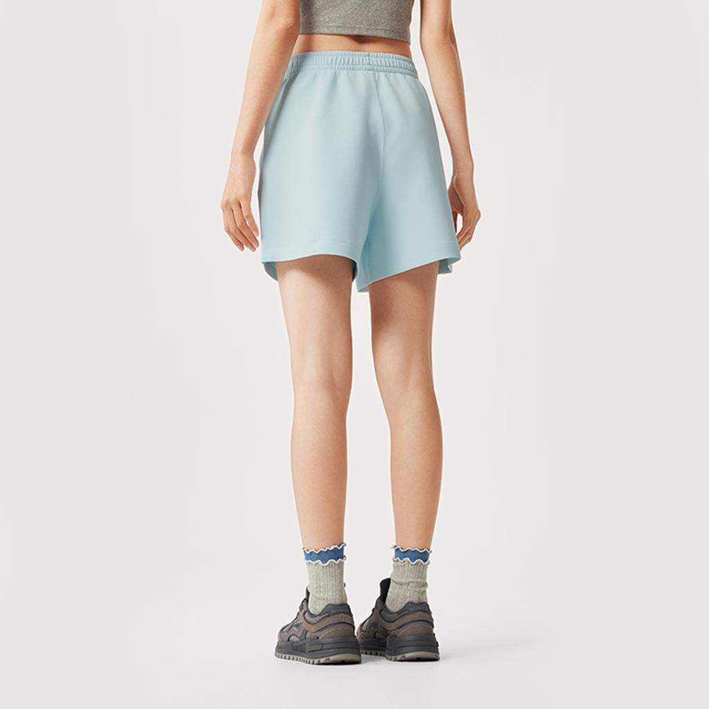 Li Ning Sports Trend Series Solid Color Mid Waist Breathable Versatile Straight Casual Shorts Women Shorts Light-Sky-Blue AKSV178-1