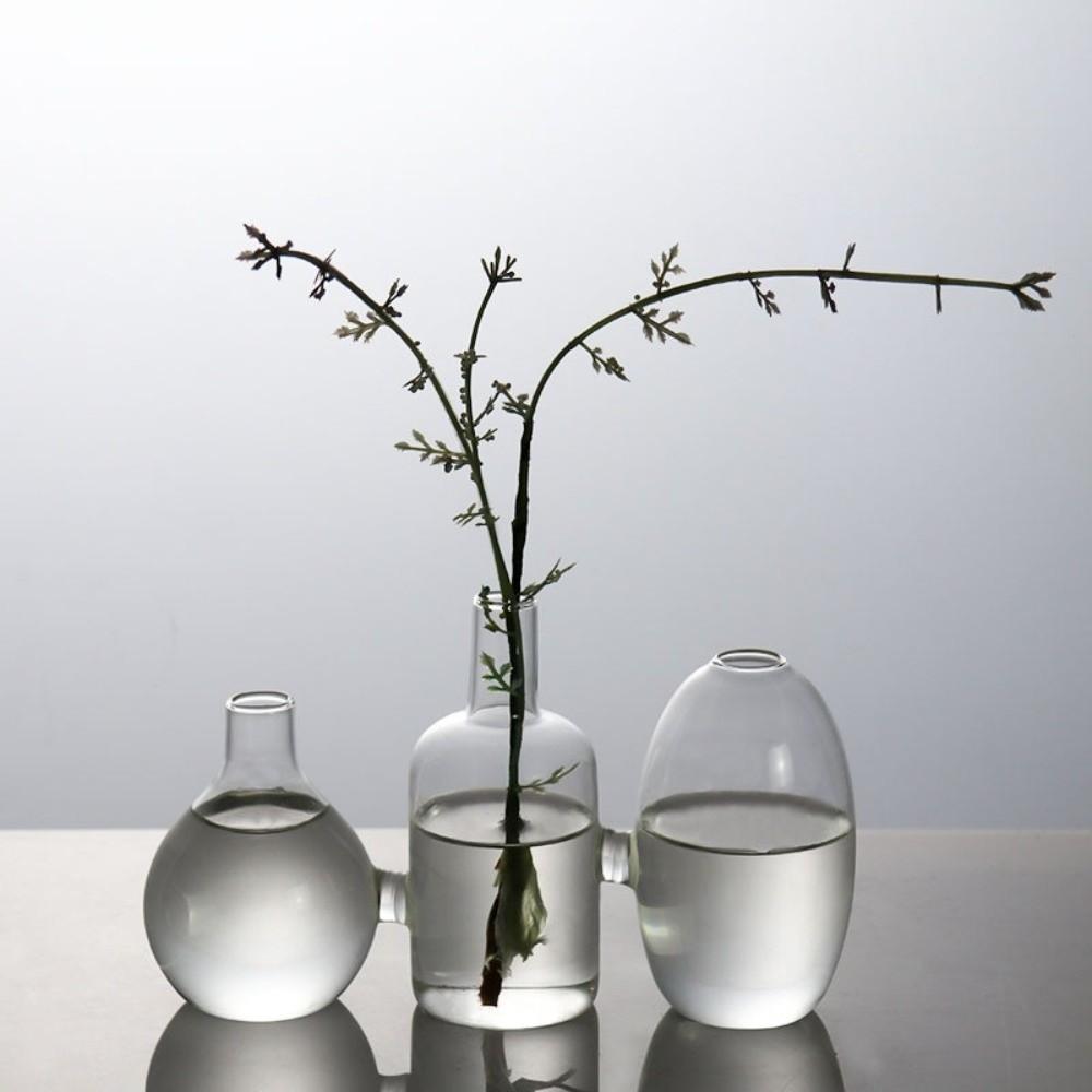 Transparent Glass Vase Triple Connected Plant Terrarium Clear Flower Vases Indoor Propagation