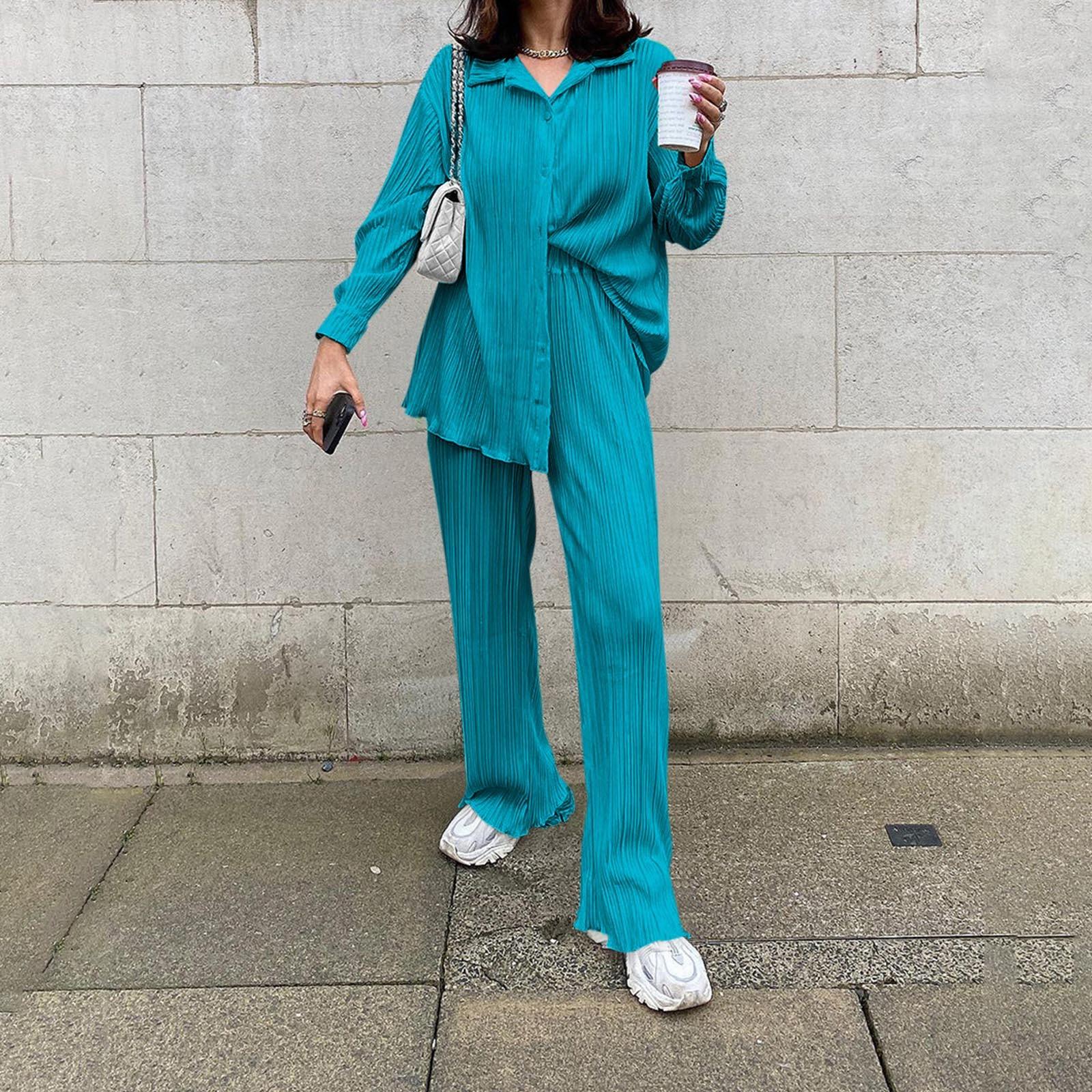 Женская однотонная драпированная рубашка на пуговицах с длинными рукавами и высокой талией — фото 14