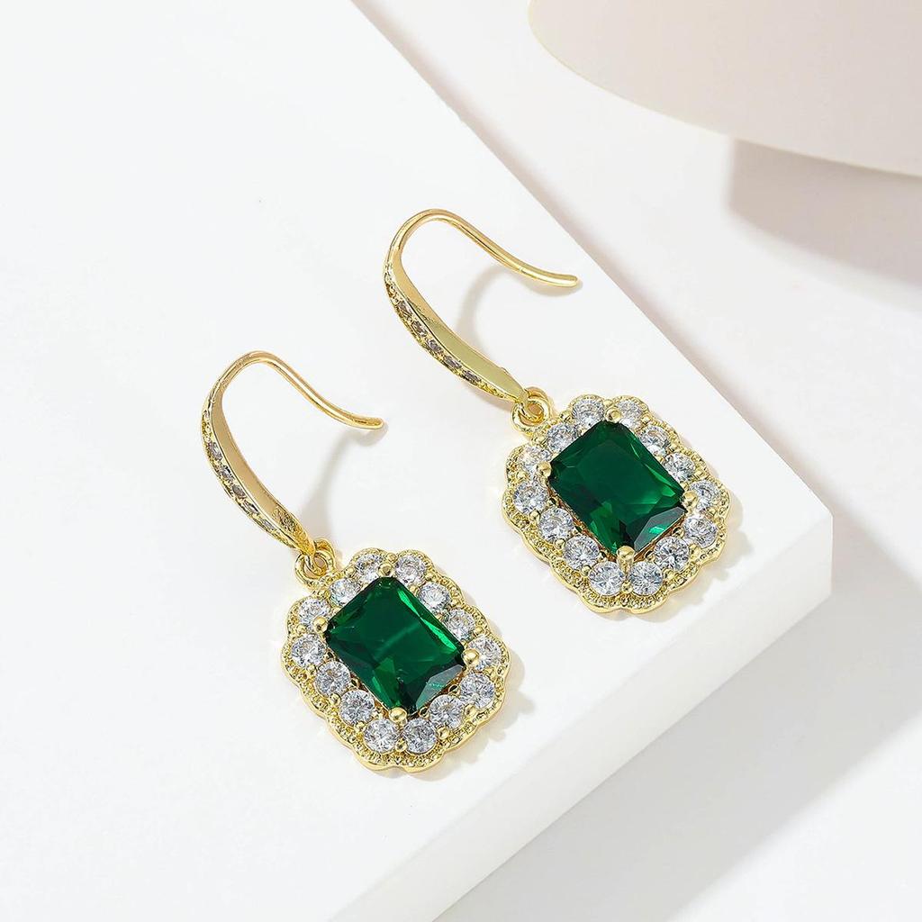 High-Quality Retro Geometric Crystal Glass Earrings