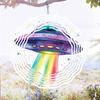 3D Kinetic Wind Spinner Alien UFO Design Metal Hanging Ornament for Outdoor Garden Yard Halloween Christmas Housewarming Decor