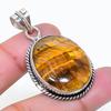 Natural Tiger Eye Gemstone Handmade 925 Sterling Silver Pendant 1.77" AP-15498