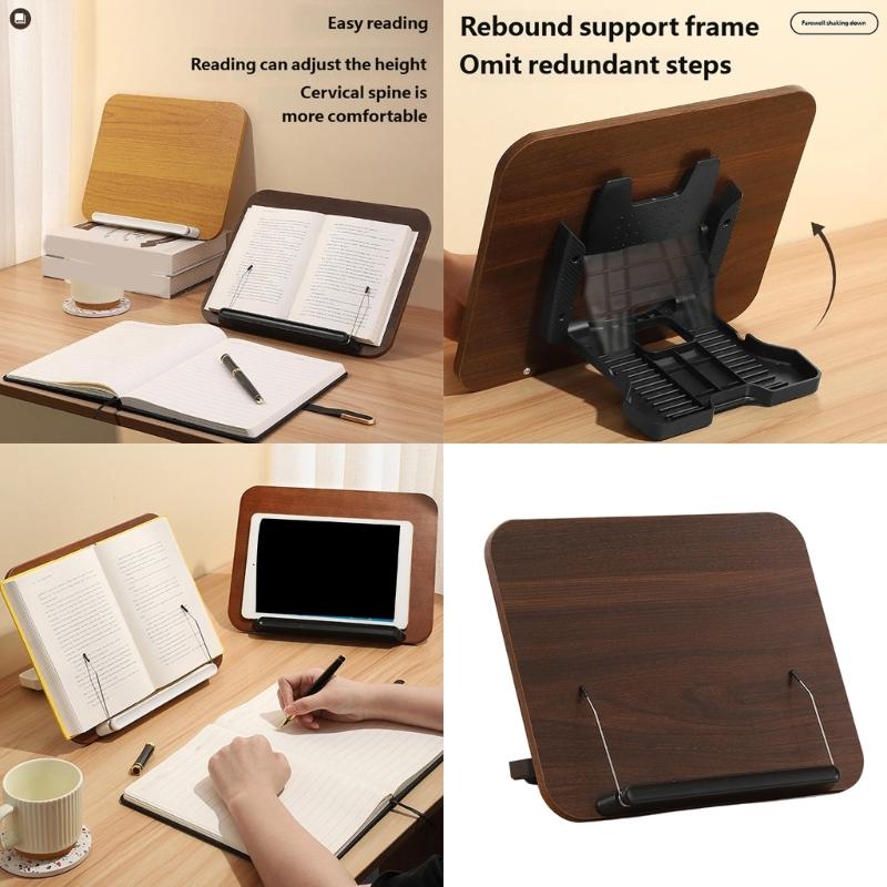 Solid Wood Book Stand Adjustable With Safety Features Foldable Ergonomic For Secure Reading Cooking And Study