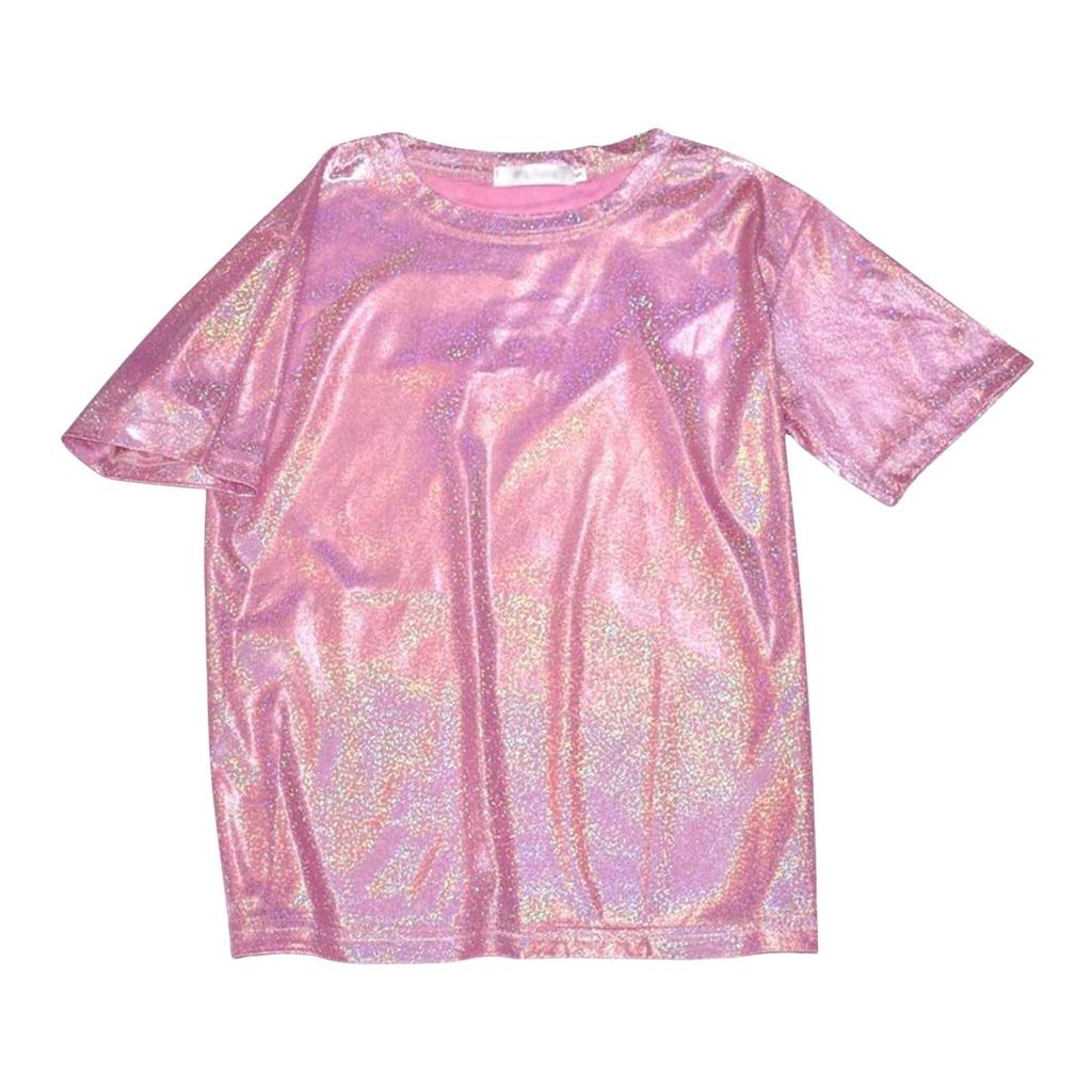 Short Sleeve Loose Fit T Shirt for Adults Holographic Crew Neck Casual Top Unisex Style Comfortable Wear