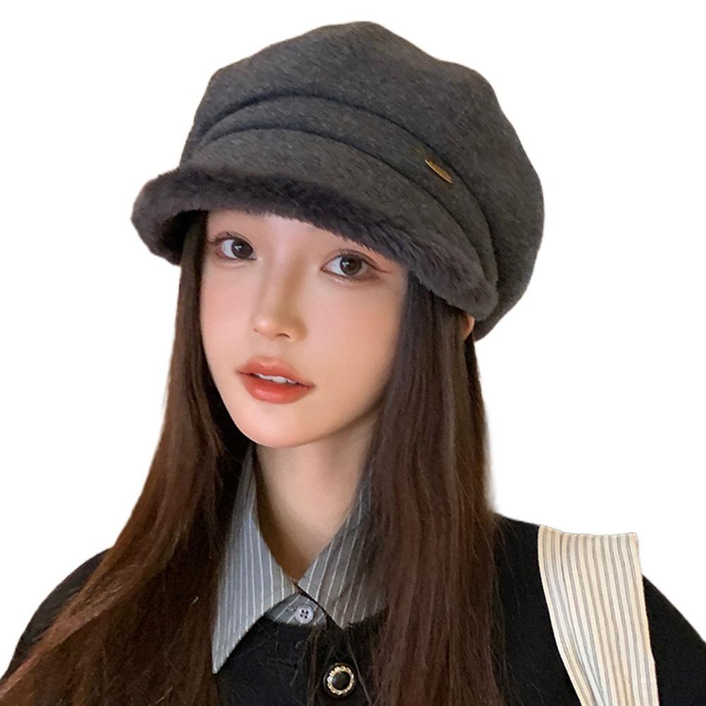 Fashion Warm Winter Berets Hat Retro Plain Cap Solid Color Lamb Fleece French Artist Hat Women Girls