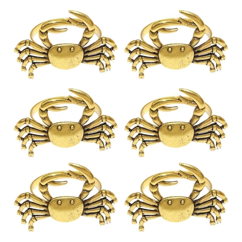 Elegant Gold Crablet Design Metal Napkins Clip Secure Holds Fabric Napkins for Dining Table Decoration