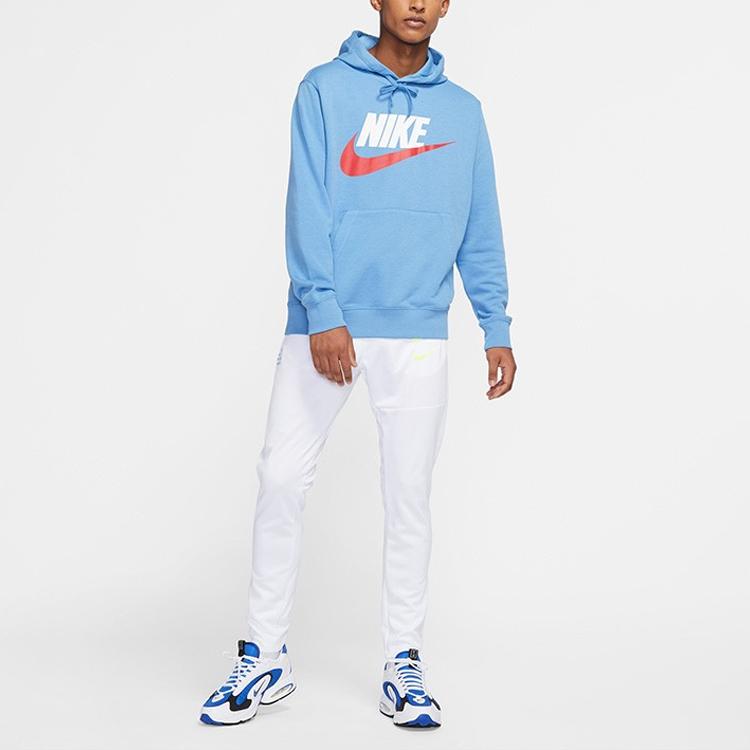 Nike Sportswear Logo Print Pullover Hoodie Men Tops Blue CZ9129-461
