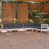 Day and Night - Day and Night Garden Furniture 7 Pieces and White Cushions Solid Pine Wood