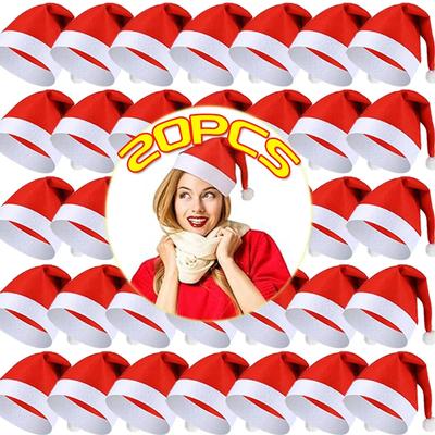 1/20PCS Christmas Hat Adults Kids Xmas Hats Red Non-woven Santa Claus Gift Hat for Merry Christmas New Year Festive Decoration