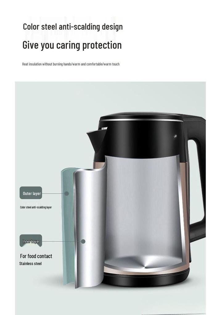 Smart Electric Kettle: Double-Layer Anti-Scald, Durable Insulation, Rapid Boil, Constant Temperature