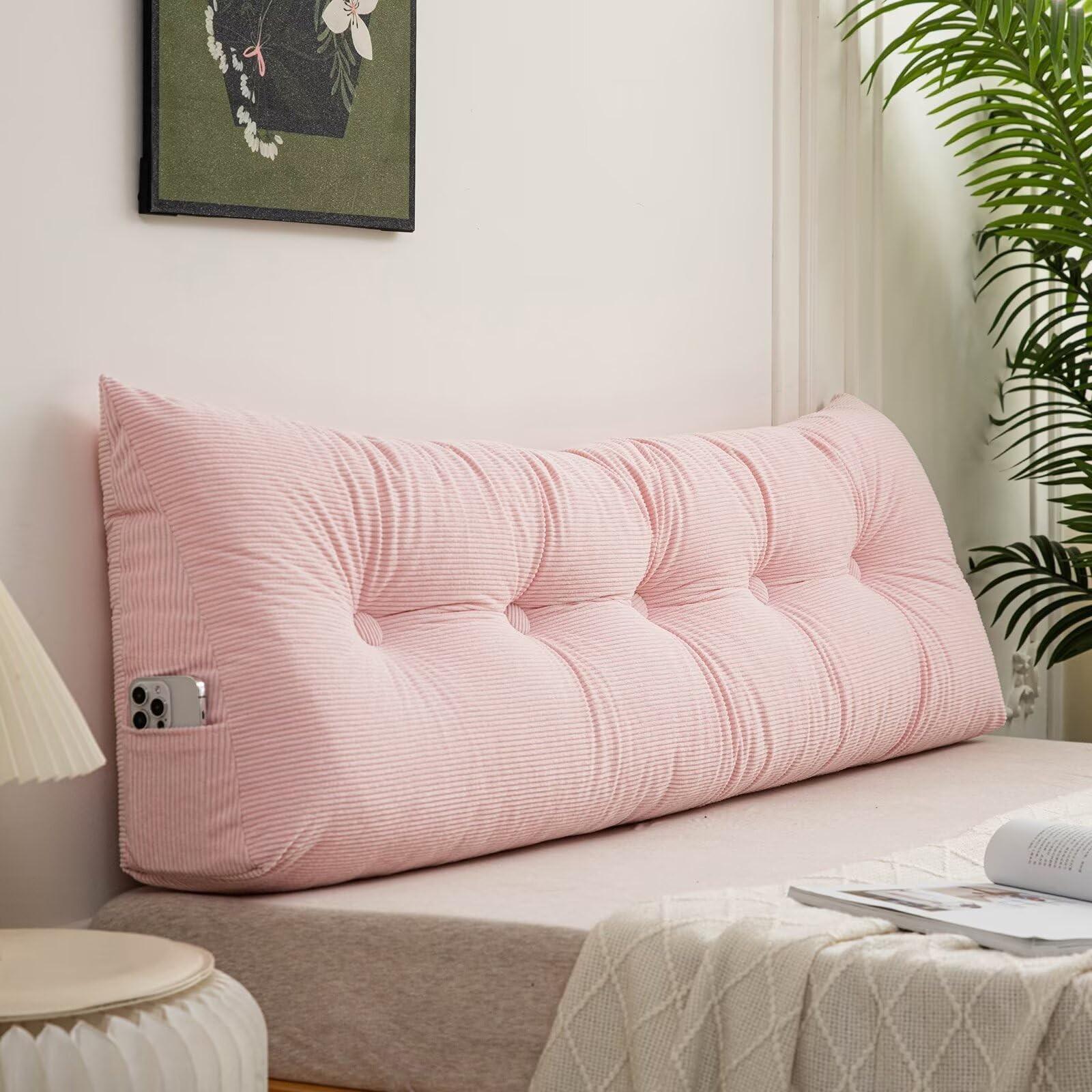 

Двухъярусная подушка для общежития, клиновидная подушка для чтения, изголовье, плюшевая спинка, прикроватная подушка для отдыха, диван-кровать, двухъярусная кровать, подушки для общежития S розовый