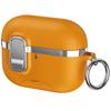 For AirPods Pro 3 Case Foldable Stand Electroplated Litchi Texture TPU PC Earbuds Cover with Switch / Carabiner