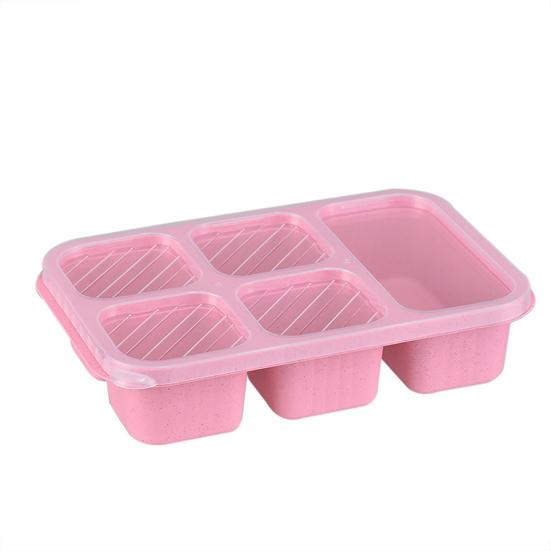 

Lunch Box with Lid Five-Compartment Design Convenient Healthy Odorless Food Storage Containers for Snacks And Fruits розовый
