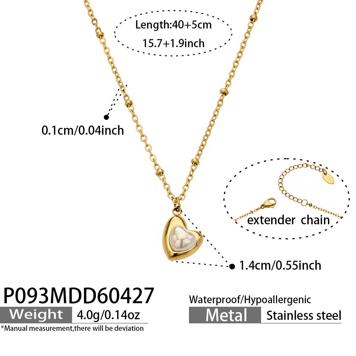 Fashion Classic 18K Gold Plated Stainless Steel Heart Pendant Necklace