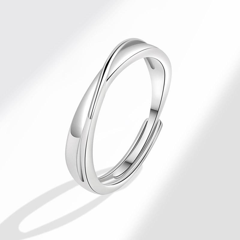 Mobius Strip Couple Rings Open Design With Zircon Fashionable Interwoven Men And Women Jewelry adjustable open band