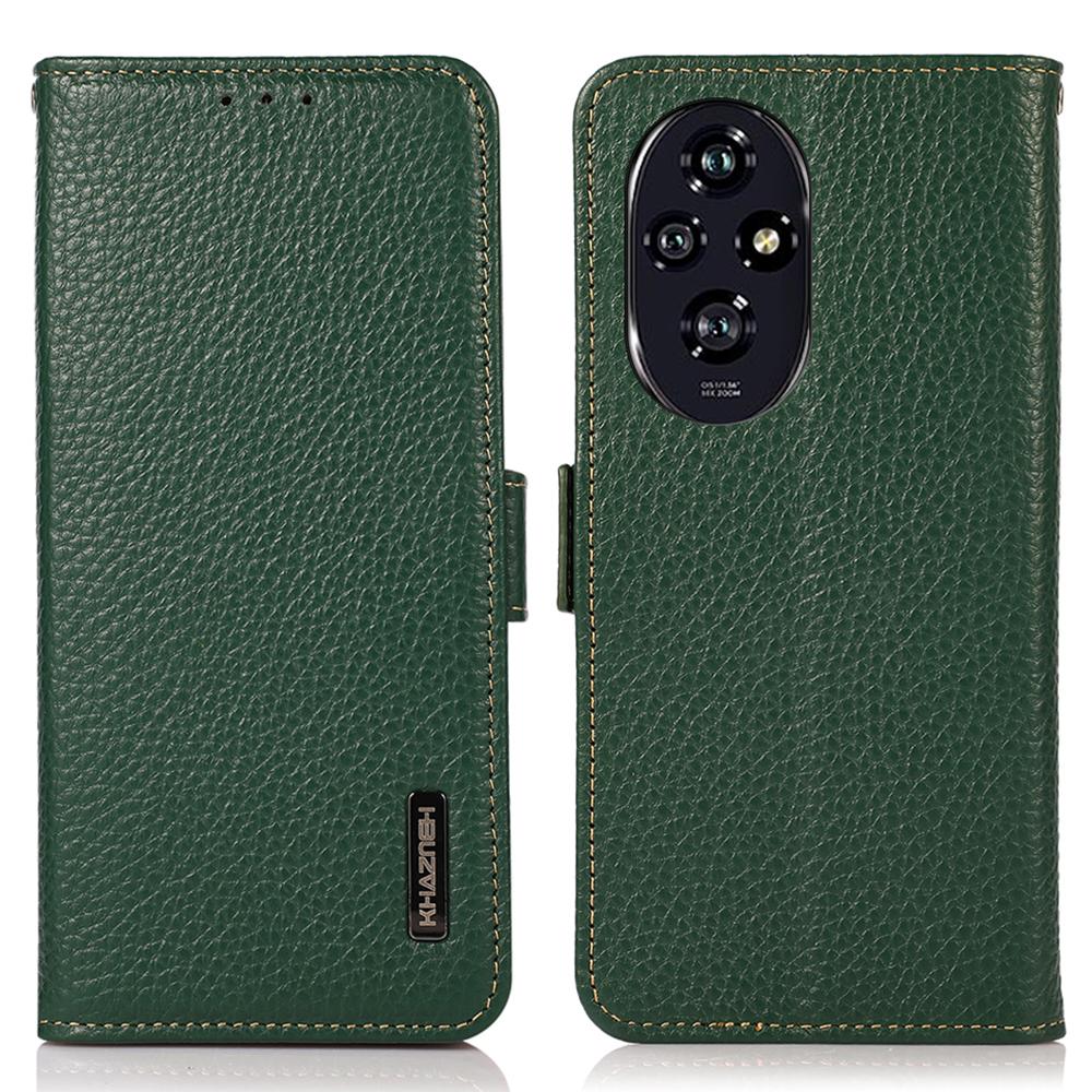 KHAZNEH For Honor 200 5G Capa de telefone com bloqueio RFID Capa flip de couro de vaca genuíno