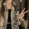 Summer Women's Long Sleeve Shirts Loose Tie Dye Gothic Streetwear All-match Casual Tops Students Blouses Vintage Spring