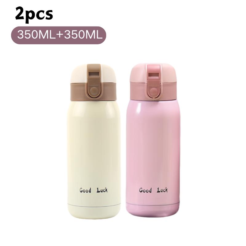 200/350ml Cute Mini Thermos Cup Stainless Steel Thermal Coffee Mug Portable Vacuum Flask Insulated Water Bottle with Button Lid