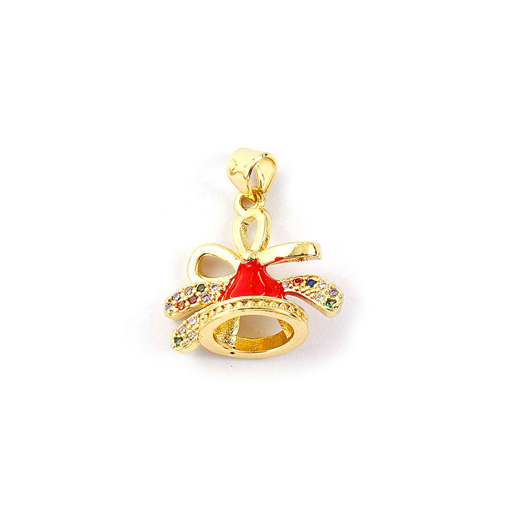 2 Pcs Brass Christmas Charm Pendant 18K Gold Plated Candy Cane Christmas Hat Gift Box Elf Charms For Jewelry Necklace Making