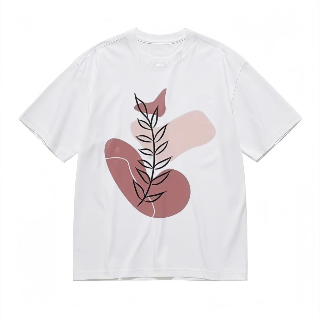 Women's Comfortable Comfy Classic T-Shirt Mens Womens Tees Top Botanical Leaf Abstract Pattern Tee