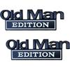 A95I-Waterproof Rustproof Adhesive 2PCS Old Man Edition 3D Metal Car Stickers Badges Car Emblems Old Man Additions
