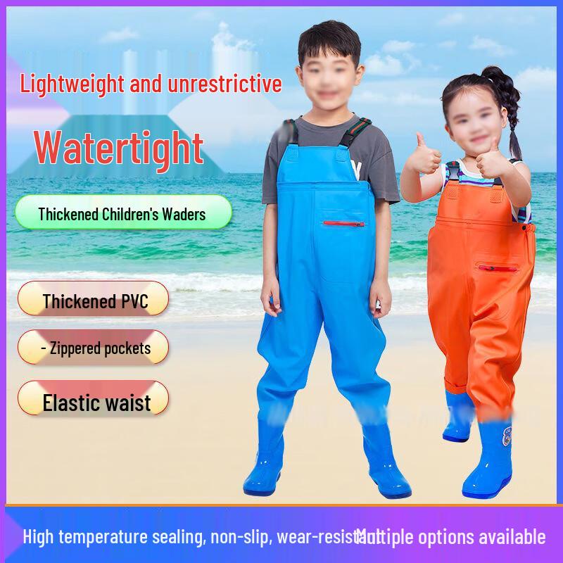 YU CHENG Kids  Orange Waterproof Wader Rain Pants 35