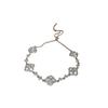 Adjustable Zircon Flower Bracelet Women Elegant Floral Design Tone Fashionable Daily Wear Jewelry