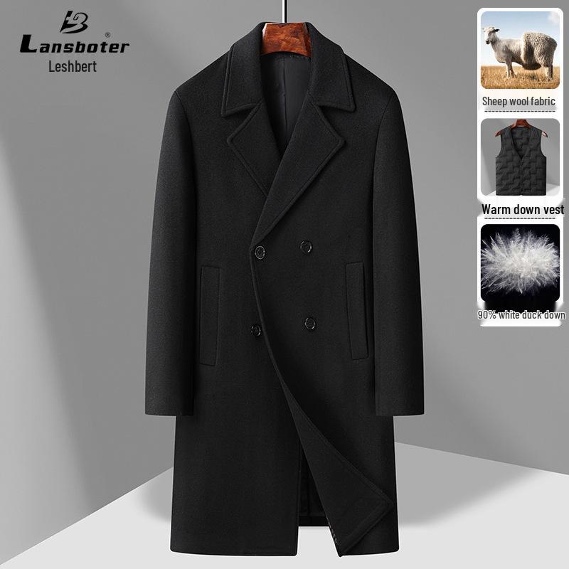 2025 Men's Mid-Length Double-Breasted Wool Cashmere Coat