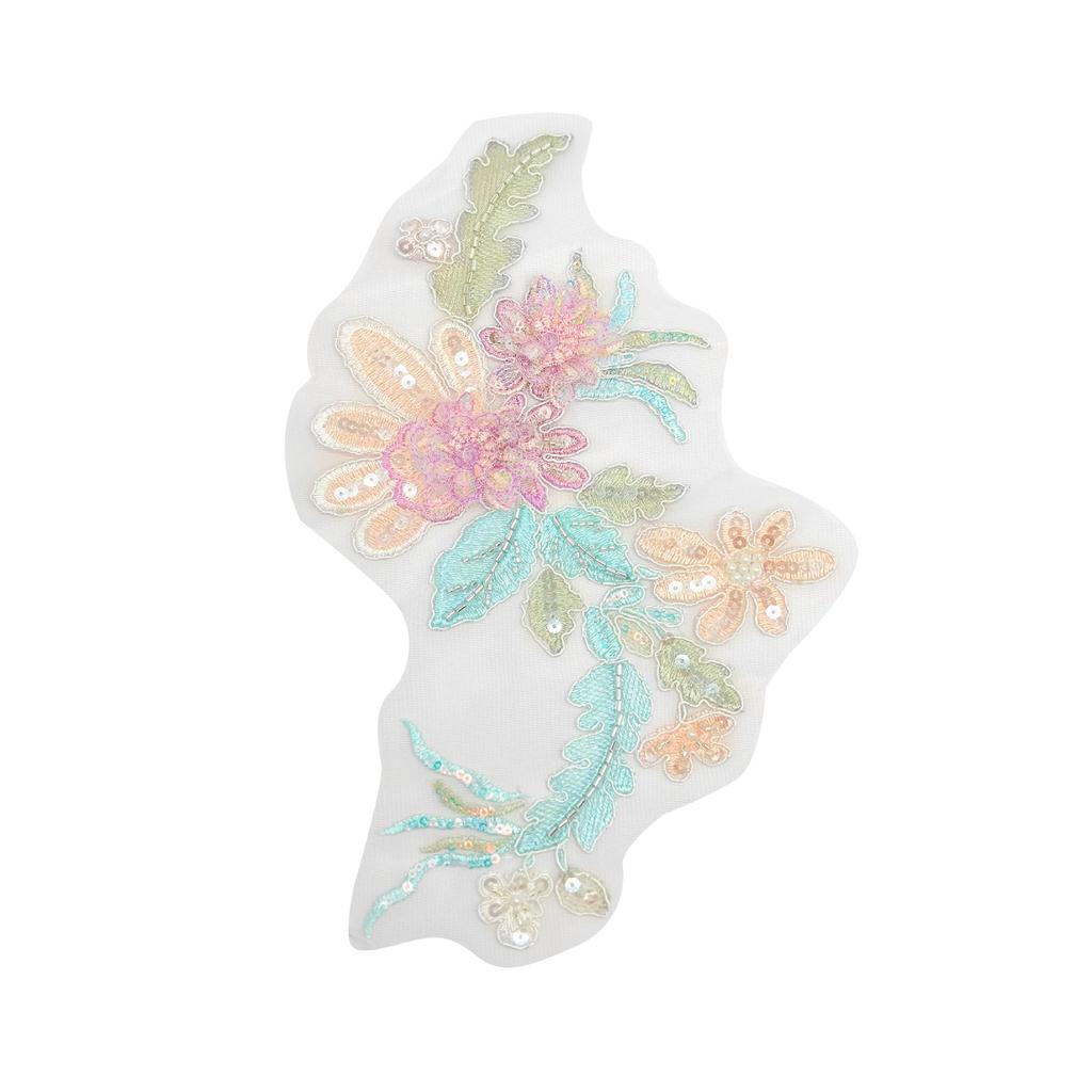 Heavy Industry Mesh Yarn Multi-Color Embroidery Cloth Sticker Nail Diamond Sequin Patch Sticker Cheongsam Dress Clothing Accessories Decorative