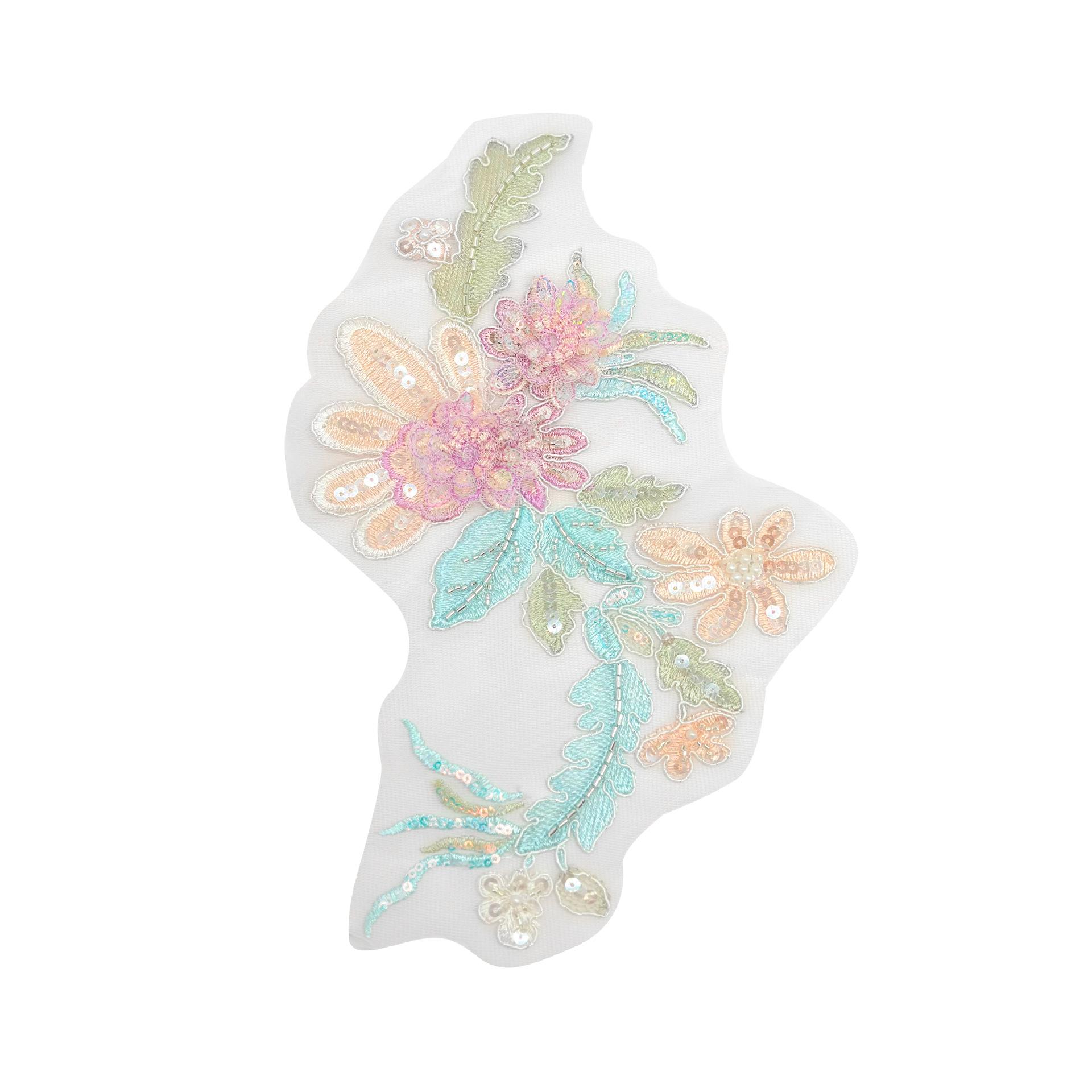 

Heavy Industry Mesh Yarn Multi-Color Embroidery Cloth Sticker Nail Diamond Sequin Patch Sticker Cheongsam Dress Clothing Accessories Decorative H2240 Type A