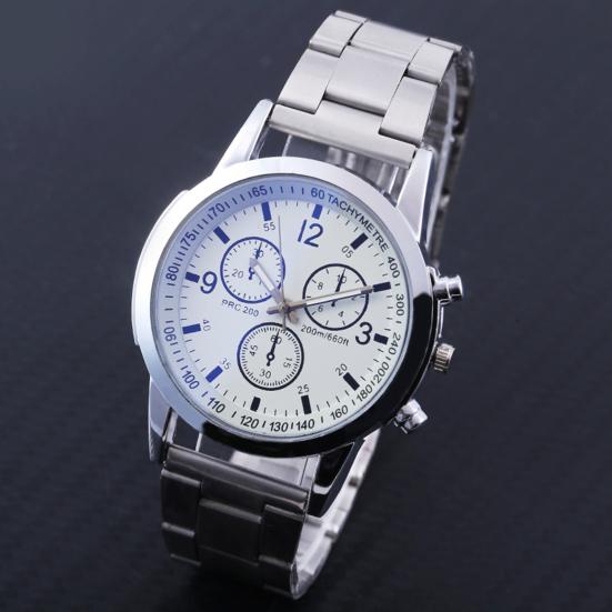 Men Dress Watch Analog Quartz Watch with Three Sub-Dials Stainless Steel Wristwatch for Husband Boyfriend Father Business Date