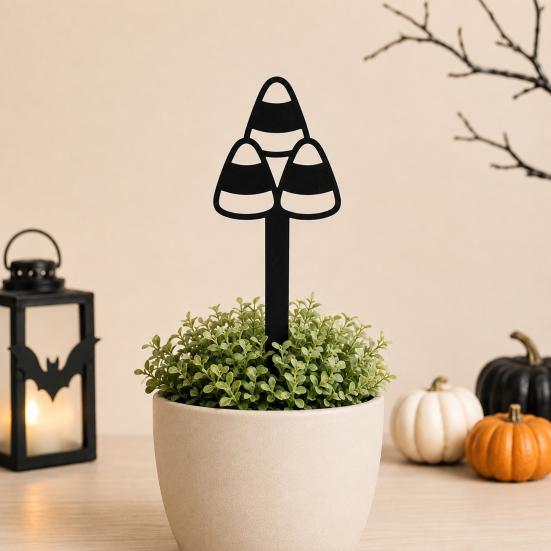 Halloween Gartenstecker 5 Stück Pflanzstecker, Acrylschild für Außenbereich Garten Rasen Hinterhof, Pflanzen Dekorationen Geisterhaus Schwarze Katze Silhouette Kunst Dekor