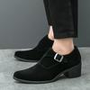 Man 6cm Height Increasing Platform Pointed Toe Business Dress High Heel Shoes Buckle Decorated Men Office Oxfords Big Size 37-46