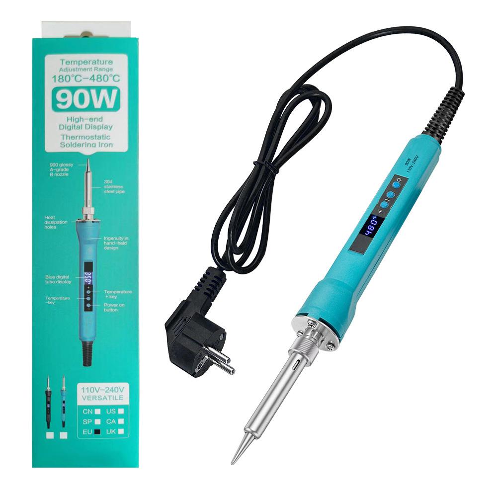 

Электрический паяльник AC 220В 90Вт с регулировкой температуры, сварочная ручка, внутренний керамический нагревательный элемент с паяльной головкой 900M синий