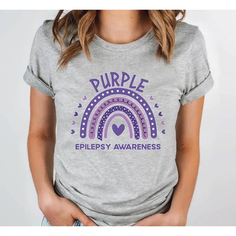 Epilepsy Awareness T Shirt Neurodiversity GifT Purple Ribbon Motivational