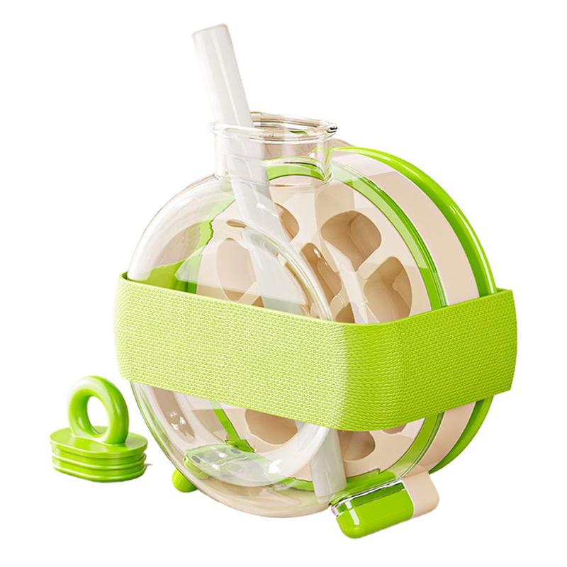 

Summer Ice Cube Tray Circular With Straw 2 In1 Ice Tray And Water Bottle Portable Beverage Kettle Silicone Reusable Water Cup