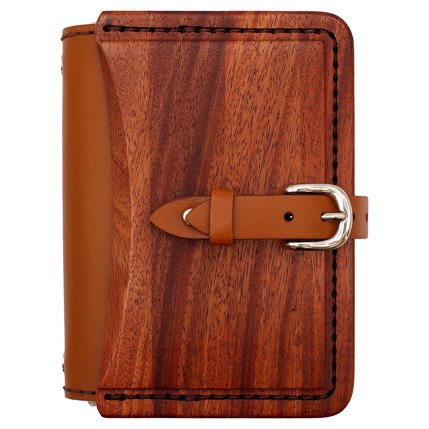 

System Notebook Mini 6 Size Wood Leather B Ring Diameter 15mm & [Camel] wl_mini6_b_c