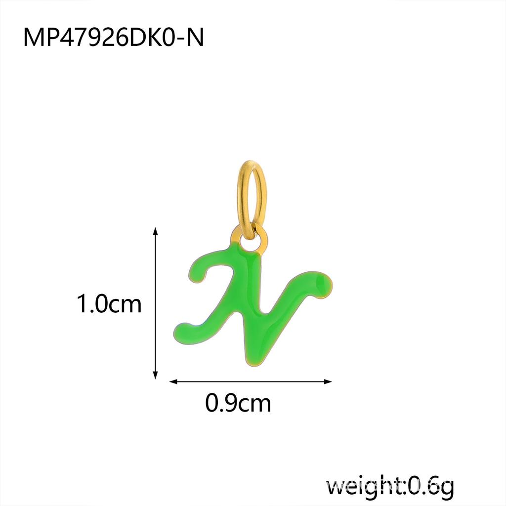 CARLIDANA Simple Gold Plated Stainless Steel Jewelry Alphabet Pendant Small Mini Colorful Oil Drop Initial Letter Necklace