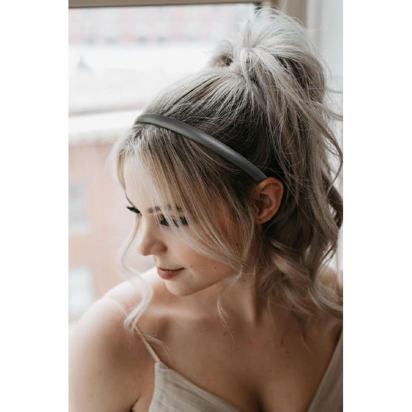 WOVOWOVO Thin Leather Headbands for Women Girls, Womens Fashion Headbands Non Slip Hair Head Bands Simple Hairbands Hoop Accessories