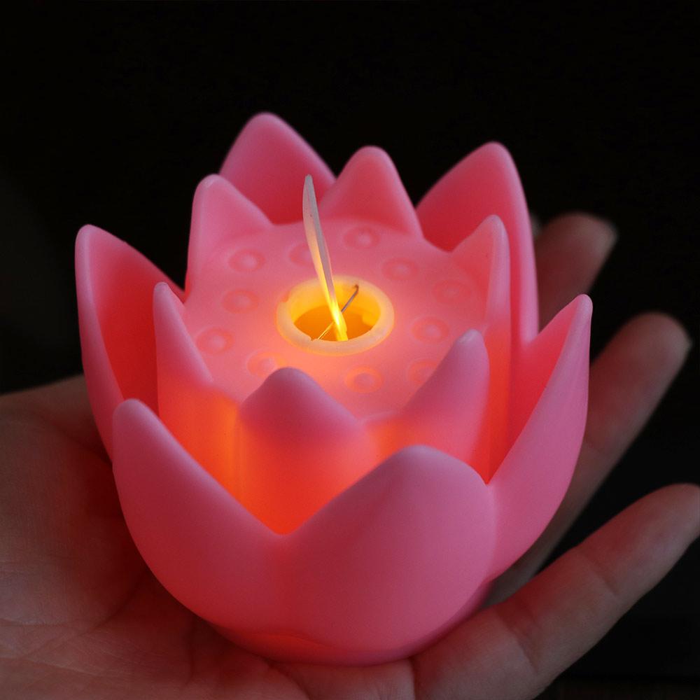 Colorful Lotus Lamp Creative Tea Lights Home Decor Electronic Candle Lamp  Xmas Birthday