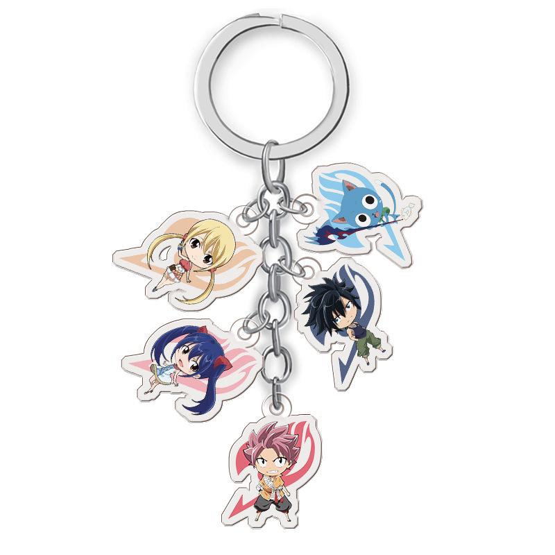 Fairy Tail Anime Acrylic Keychain Set: 5 Cute Transparent Figurines 27mm