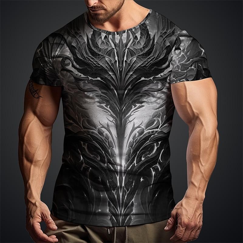 Men's Graphic Flame T Shirt Short Sleeve T Shirt 3D Print Crew Neck Shirt Daily Designer Retro Vintage