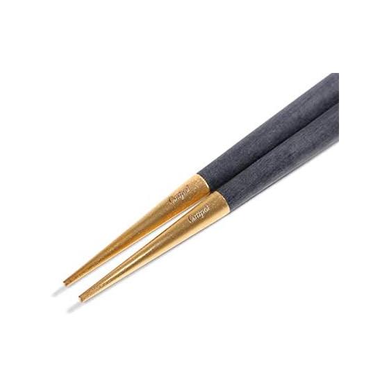 Cutipol GOA Black Gold Chopsticks + Chopstick Rest Set G029G - Sophisticated Modern Design, Ergonomically Designed for Exceptional Comfort and Ease