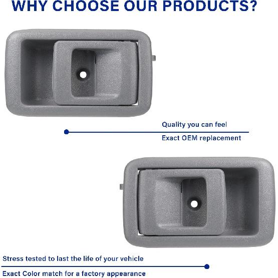 Pair Of Ide Interior Door Handles For Toyota Tacoma 2001 2002 2003 2004, 4Runner 1996-2002, Camry 1987-1991,Gray