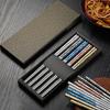 5 Pairs Mold-resistant Stainless Steel Dragon Patter Chopsticks Sushi Chopsticks  Home