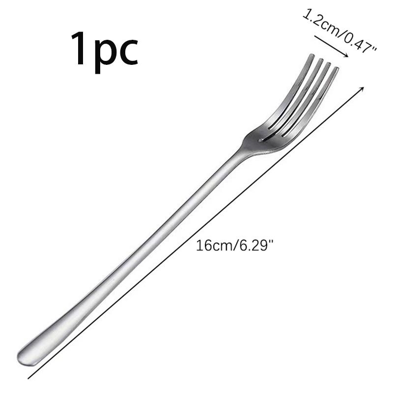 

New 1pc Lunch Bento Accessories Cutlery Western Korean Tableware Silver Stainless Steel Fruit Dessert Cake Fork Food Stick