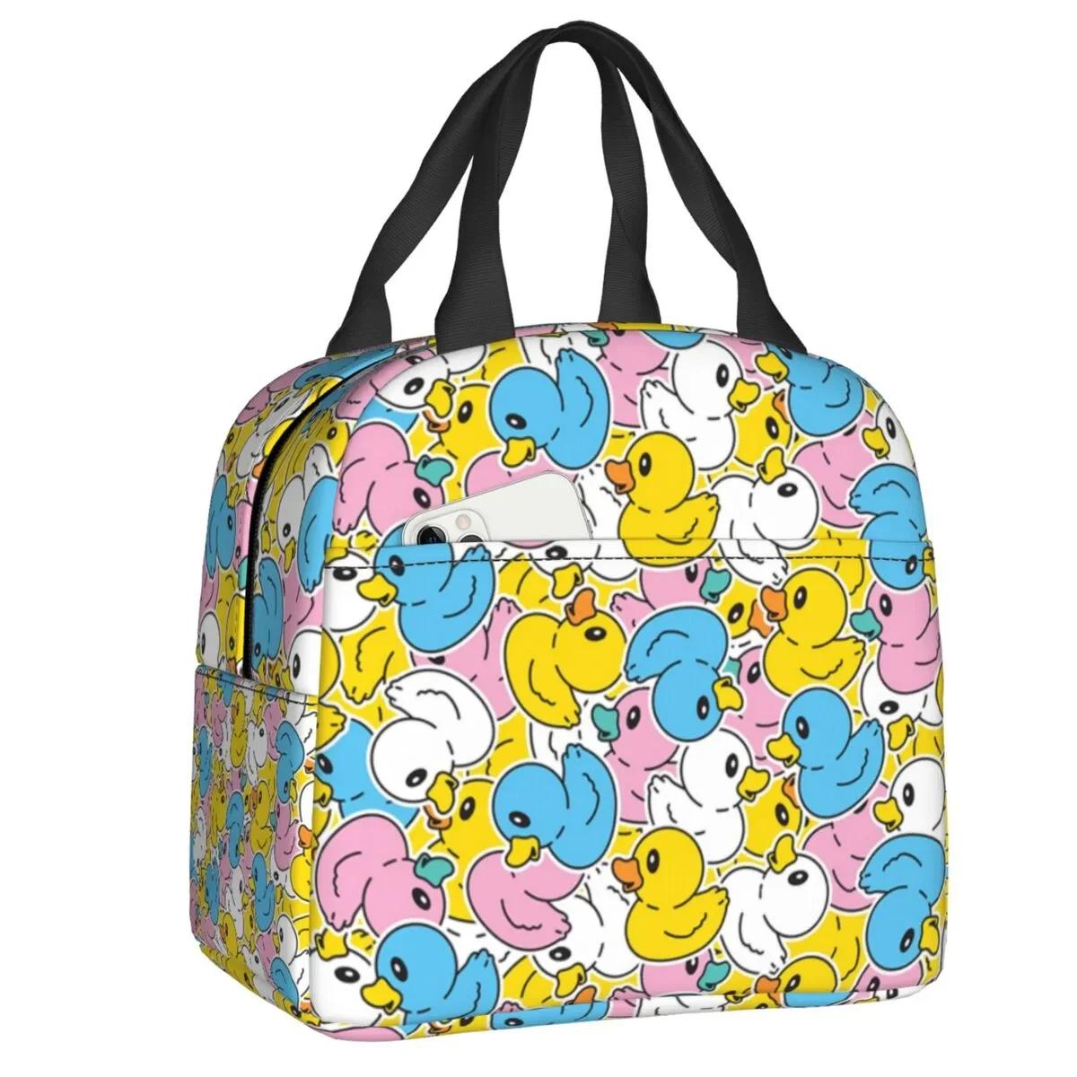 

Классический мультяшный резиновый утенок термоизолированный ланч-бокс женский портативный ланч-бокс для работы школы путешествия хранения продуктов сумки-тоут 22x20x13CM коричневый