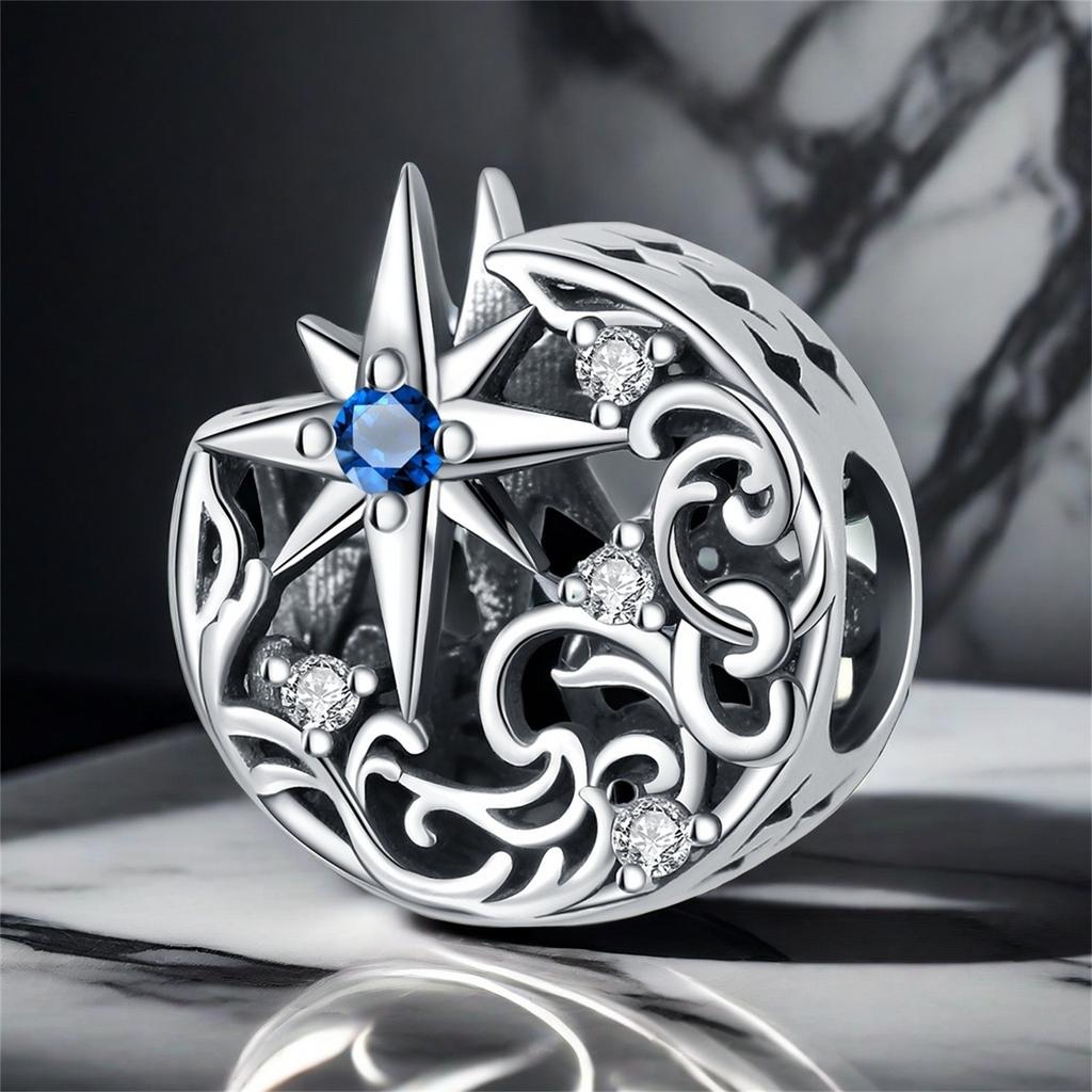 Copper Vintage Carved Moon Star Beads Fit Bracelets Decoration Diy Birthday Party Gift Jewelry Bracelets Accessory