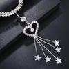 Bohemian Style Heart-Shaped Tassel Rhinestone Navel Ring with Waist Chain for Women's Belly Button Piercing Jewelry