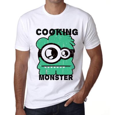 Camiseta Vintage de Hombre Camiseta Gráfica Monstruo Cocinero Blanco
